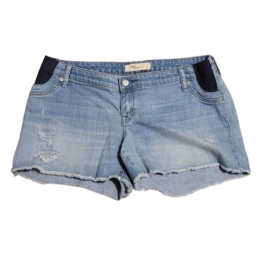 Gap Maternity Denim Shorts With Frayed Hems and Elastic Side Panels Size 31 EUC